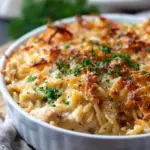 French Onion Chicken Orzo Casserole