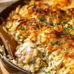 French Onion Chicken Orzo Casserole Recipe