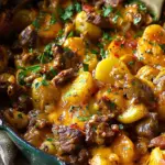 Cheesy One Pot Beef and Potatoes
