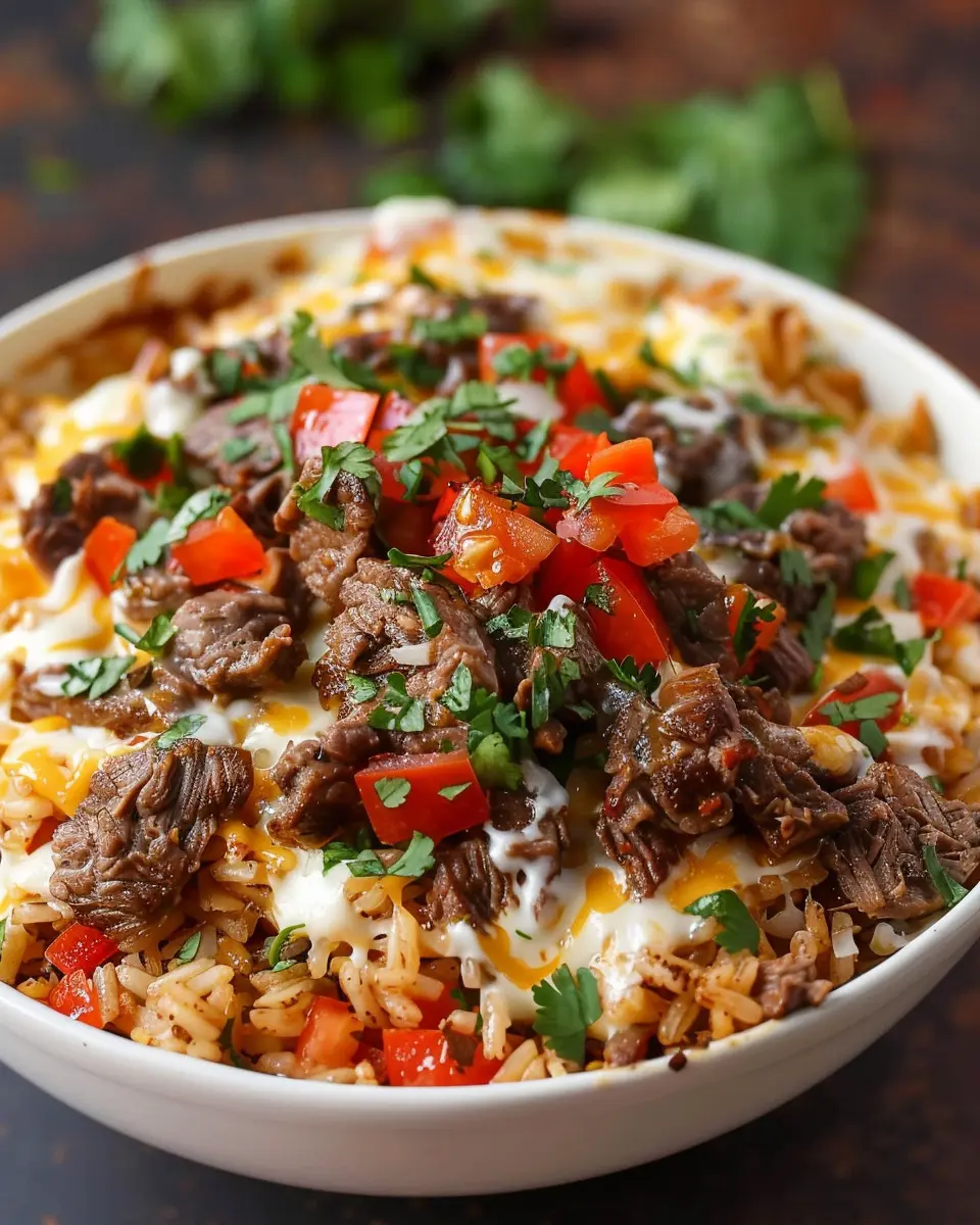 Steak Queso Rice Delight: Indulgent Comfort Food for All