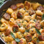 Creamy Butternut Squash Gnocchi with Sausage, Thyme, and Sage