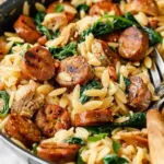 Creamy Chicken Sausage Orzo Skillet