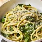 Spaghetti with Creamy Lemon-Spinach Sauce