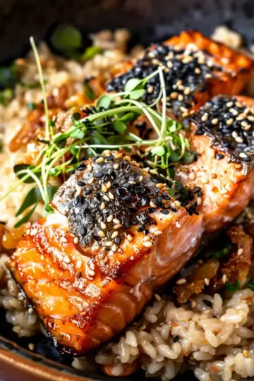 Japanese Style Risotto with Crispy Salmon