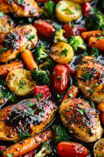 ONE PAN Balsamic Chicken and Veggies