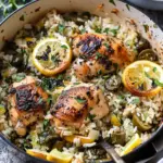 One Skillet Greek Lemon Chicken and Rice