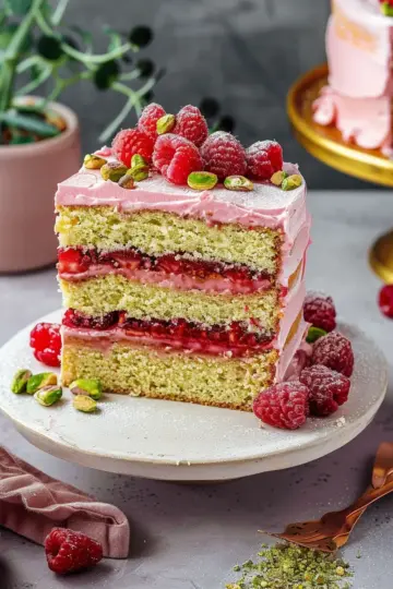 Raspberry Pistachio Cake
